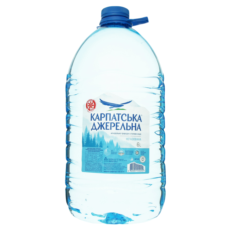 Вода мінеральна КАРПАТСЬКА ДЖЕРЕЛЬНА, негазована, 6л